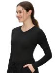 COZYFIT Women’s Underscrub Tee Comfort V-Neck Long Sleeve Undershirt with Soft & Easy Care Fabric Black