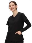 COZYFIT Women’s Underscrub Tee Comfort V-Neck Long Sleeve Undershirt with Soft & Easy Care Fabric Black