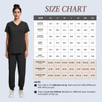 Leaddol Scrubs for Women Set, V-Neck Scrubs Top，Jogger Pants Scrubs Set with 11 Pockets, Machine Washable, Yoga Waistband