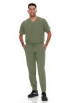 Hey Collection Men's Scrubs Set - Stretch V-Neck Top with 2 Chest Pockets & Jogger Pant with 6 Pockets
