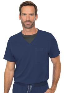 Med Couture Men's Scrub Top Cadence 2-Way Stretch Technology with Ultra Soft Fabric & One Chest Pocket - MC7478, XL, Navy