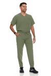 Hey Collection Men's Scrubs Set - Stretch V-Neck Top with 2 Chest Pockets & Jogger Pant with 6 Pockets
