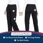 CHEROKEE Workwear Professionals Women Scrubs Pant Mid Rise Straight Leg Pull-on Cargo WW170P, S Petite, Black