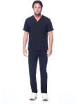 Dagacci Medical Uniform Unisex Women and Men’s V-Neck Super Stretch Scrub Set, Black, XL