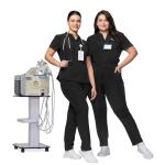 Kitmaz Scrub Pants for Women, Mid Rise Stretch Anti-Wrinkle Skinny Straight Leg Cargo Pants with Yoga Waistband & 10 Pockets(Black,Large)