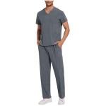 Scrubs for Men Workwear Stretch V-Neck Scrub Top and Pants Medical Uniform with Multi Pocket Unisex Scrub Set S-2XL
