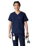 Members Only Brighton V-Neck Mens Scrubs Top with Pockets | Medical Scrubs for Men | Hospital Uniform | Stretch Fabric (Navy, Medium)