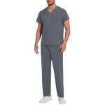 Scrubs for Men Workwear Stretch V-Neck Scrub Top and Pants Medical Uniform with Multi Pocket Unisex Scrub Set S-2XL