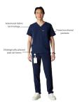 Members Only Brighton V-Neck Mens Scrubs Top with Pockets | Medical Scrubs for Men | Hospital Uniform | Stretch Fabric (Navy, Medium)