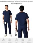 Members Only Brighton V-Neck Mens Scrubs Top with Pockets | Medical Scrubs for Men | Hospital Uniform | Stretch Fabric (Navy, Medium)