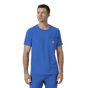 Carhartt Force Cross-Flex Scrubs for Men, Crew Neck Scrub Top - Royal, M