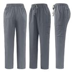 Scrubs for Men Workwear Stretch V-Neck Scrub Top and Pants Medical Uniform with Multi Pocket Unisex Scrub Set S-2XL