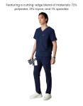 Members Only Brighton V-Neck Mens Scrubs Top with Pockets | Medical Scrubs for Men | Hospital Uniform | Stretch Fabric (Navy, Medium)