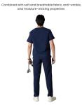Members Only Brighton V-Neck Mens Scrubs Top with Pockets | Medical Scrubs for Men | Hospital Uniform | Stretch Fabric (Navy, Medium)