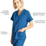 Dagacci Medical Uniform Womens Medical Scrub Set Shirt Top and Pant, Caribbean_, Medium,