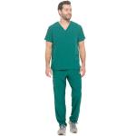 Dagacci Medical Uniform Unisex 4-Way Stretch Scrubs Set Medical Scrubs Top and Pants Hunter Green M