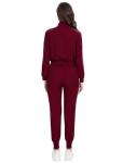 Scrubspro Scrub for Women Set-Long Sleeve Scrub Top with Zipper & Jogger Pants Medical Uniform Suit (Burgundy,XL)