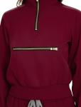 Scrubspro Scrub for Women Set-Long Sleeve Scrub Top with Zipper & Jogger Pants Medical Uniform Suit (Burgundy,XL)