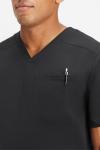Fabletics Men's Helix 1-Pocket Scrub Top - MotionTech, Wrinkle-Resist, Chest Pocket, Anti-Shrink, Semi-Slim Fit, M, Black