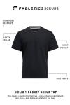 Fabletics Men's Helix 1-Pocket Scrub Top - MotionTech, Wrinkle-Resist, Chest Pocket, Anti-Shrink, Semi-Slim Fit, M, Black