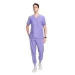 Uniforms World Louis Scrubs Set for Men — Classic V-Neck Stretch Top & Jogger Pants Yoga Waistband, 8 Pockets, Anti-Wrinkle, Slim Fit