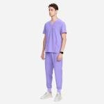 Uniforms World Louis Scrubs Set for Men — Classic V-Neck Stretch Top & Jogger Pants Yoga Waistband, 8 Pockets, Anti-Wrinkle, Slim Fit