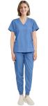 Eadflie Scrubs for Women Set - 8-Pocket V-Neck Scrub Uniform | Stretch Jogger Pants (Sky Blue/L) | Medical Workwear for Nurses, Dentists, Pet Care