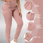 YEZEX Scrubs for Women Set, Women's V-Neck Top & Jogger Scrub Pants, Nursing Uniform Scrubs Set with 8 Pockets, for Nurse Esthetician Workwear (Pink)