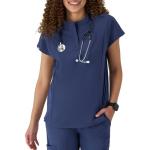 Hanes Women's Scrubs Healthcare Top with Mandarin Collar, Moisture-Wicking Stretch Scrub Shirt