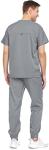 MediChic Men's Scrubs Set – Stretch V-Neck Workwear, 7-Pocket Jogger Pants, Flex Medical Uniforms, Grey Medium