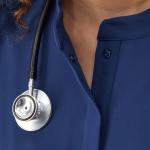 Hanes Women's Scrubs Healthcare Top with Mandarin Collar, Moisture-Wicking Stretch Scrub Shirt