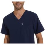 COZYFIT Scrub Top for Men - Stretch V-Neck Scrubs with 3 Pockets, Anti-Wrinkle - Navy Blue, XS