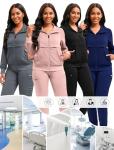 Scrubspro Scrub Jackets long Sleeve Medical Scrub Jackets for Women Zip Front