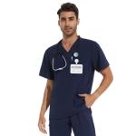 COZYFIT Scrub Top for Men - Stretch V-Neck Scrubs with 3 Pockets, Anti-Wrinkle - Navy Blue, XS