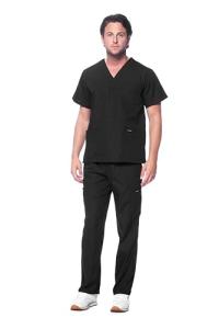 Dagacci Scrubs for Men Set - V-Neck Scrub Top and Cargo Pants - 8 Pockets Men Scrubs Set (Medium, Black)