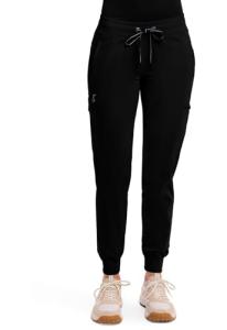 Healing Hands Women's Jogger Scrub Pant 7 Pockets Elastic Drawstring, with Moisture Wicking & 2-Way Stretch Technology - 9244, M, Black