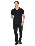 COZYFIT Scrubs for Men Set - V-Neck Scrub Top and Straight Leg Pants with 11 Pockets, Elastic Drawstring Men Scrubs set, Black, M