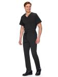 COZYFIT Scrubs for Men Set - V-Neck Scrub Top and Straight Leg Pants with 11 Pockets, Elastic Drawstring Men Scrubs set, Black, M