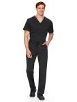 COZYFIT Scrubs for Men Set - V-Neck Scrub Top and Straight Leg Pants with 11 Pockets, Elastic Drawstring Men Scrubs set, Black, M