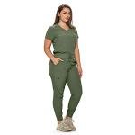Monarch Uniforms Slim Fit Stretchy Scrubs Women's Jogger Scrub Set Slim Jogger Scrubs with Tuck-In Top for Women (OLIVE-M)
