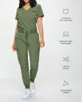 Monarch Uniforms Slim Fit Stretchy Scrubs Women's Jogger Scrub Set Slim Jogger Scrubs with Tuck-In Top for Women (OLIVE-M)