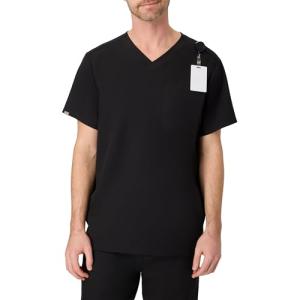 Hanes Healthcare Top, Scrub Shirt for Men, Moisture-Wicking & Odor Control, One Pocket, New Ebony
