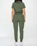 Monarch Uniforms Slim Fit Stretchy Scrubs Women's Jogger Scrub Set Slim Jogger Scrubs with Tuck-In Top for Women (OLIVE-M)