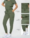 Monarch Uniforms Slim Fit Stretchy Scrubs Women's Jogger Scrub Set Slim Jogger Scrubs with Tuck-In Top for Women (OLIVE-M)