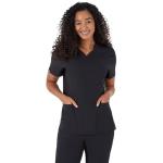 Hanes Women's Healthcare Top, Moisture-Wicking Stretch Scrub Shirts, Ribbed Back Panel, New Ebony, Small