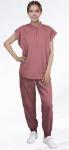 Eadflie Scrubs for Women Set - with Sleeveless Stand-Up Collar Scrub Top & Jogger Scrub Pants, Cool Stretch, Comfortable & Breathable Nurse Uniform, 8-Pocket Design - [Flesh Pink/XL]