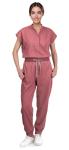 Eadflie Scrubs for Women Set - with Sleeveless Stand-Up Collar Scrub Top & Jogger Scrub Pants, Cool Stretch, Comfortable & Breathable Nurse Uniform, 8-Pocket Design - [Flesh Pink/XL]