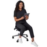 Hanes Women's Healthcare Top, Moisture-Wicking Stretch Scrub Shirts, Ribbed Back Panel, New Ebony, Small