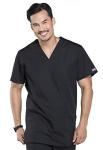 Cherokee Scrub Sets for Women and Men, 6 Pocket Medical Scrubs with V-Neck Top 4876 & Drawstring Cargo Pant 4100, Black- M Top/M Tall Pant