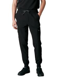 Members Only London Drawstring Jogger Pants with 11 Pockets, Medical & Surgical Scrubs, Anti-Wrinkle Scrubs for Men (Black, Small)
